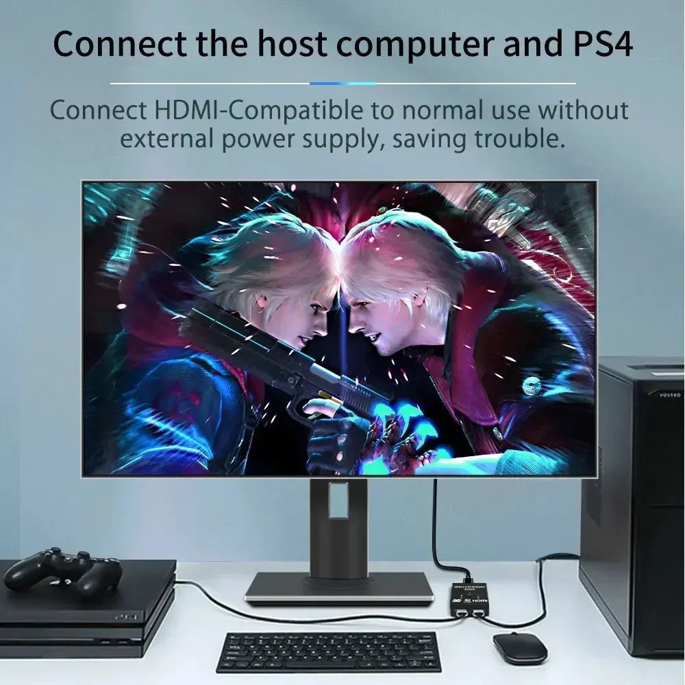 4K KVM Bi-Direction 1x2/2x1 HDMI เข้ากันได้กับสวิทช์ 2 In1 Out สําหรับกล่องทีวี PS4/3 Switcher อะแดปเตอร์ HDMI-เข้ากันได้กับ Splitter