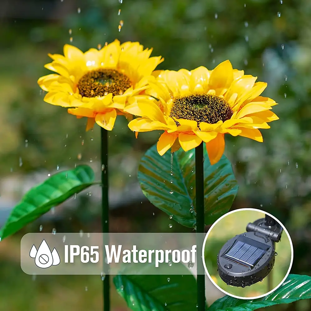 โคมไฟดอกทานตะวันพลังงานแสงอาทิตย์ LED กลางแจ้ง IP65สนามหญ้ากันน้ำทางเดินในวันหยุดงานแต่งงานสวนตกแต่งสวนโคมไฟดอกไม้พลังงานแสงอาทิตย์