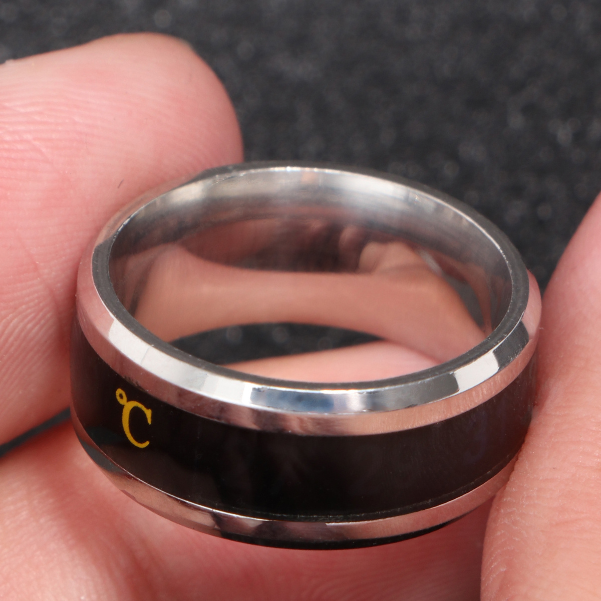Stilvoller Wärmeverfärbungsring, 8 mm Metall-Fingerring, einzigartiges bedrucktes Design, Geburtstagsgeschenk, kein Geburtstagsgeschenk