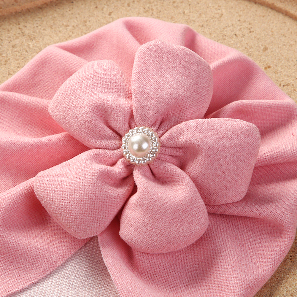 Grande flor turbante chapéus do bebê falso cashmere pérola recém-nascido gorros headwraps boutique infantil meninos meninas bonés headwear