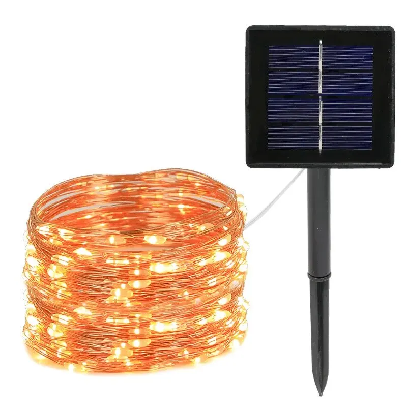 1 Set di filo di rame impermeabile a 8 modalità per esterni con stringa di luce solare, luce da fiaba, luce natalizia, utilizzata per il giardino all'aperto