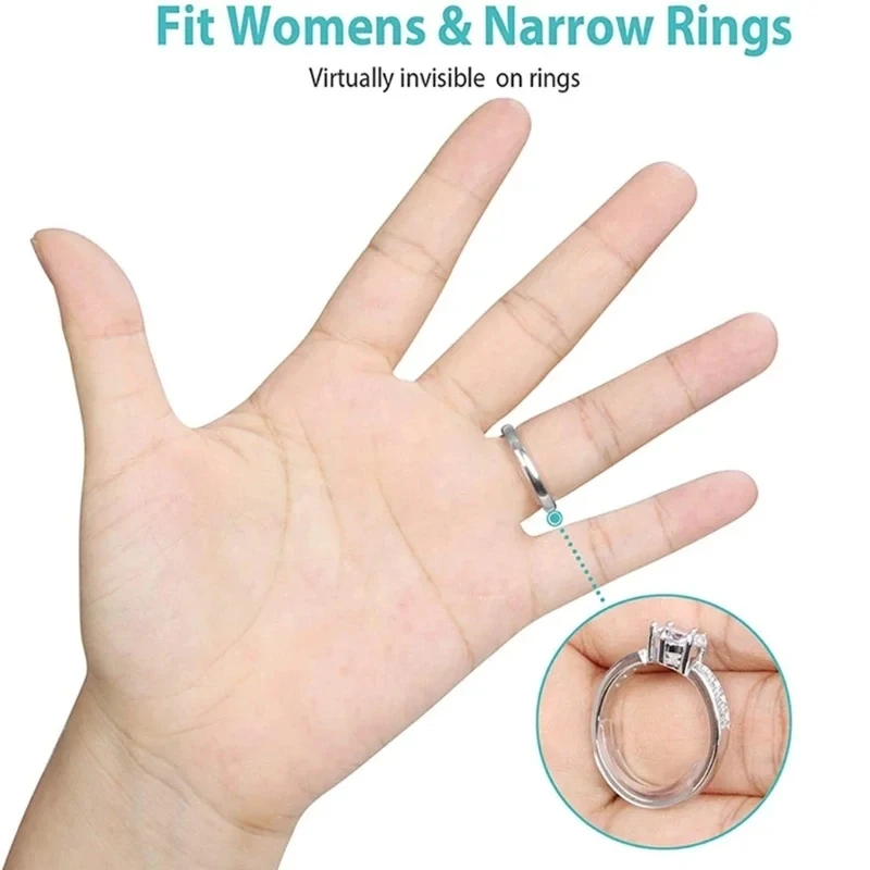 8 Sizes Silicone Invisible Clear Ring Sizer Anti-Loss Proof Invisible Ring Holder Retainer Shrinker for Large Rings