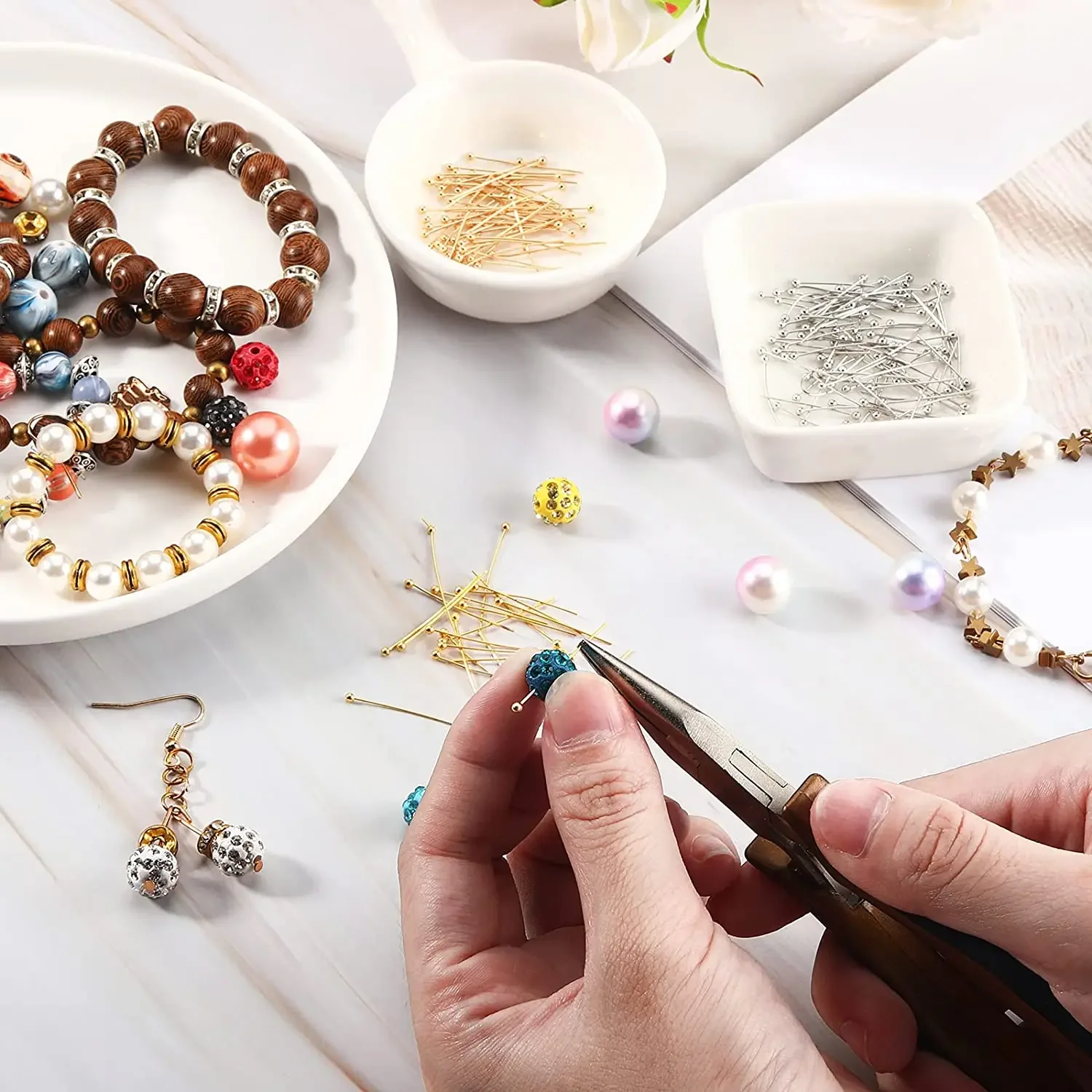 100Pcs Stainless Steel Ball Pins Silver Gold Plated Head Pin for Beads Threading Jewelry Making DIY Craft Handmade Accessories