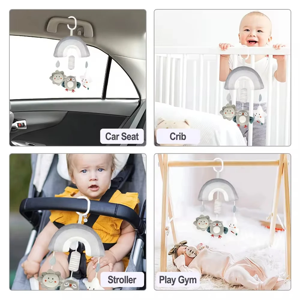 Bé Xoắn Ốc Sang Trọng Đồ Chơi Đen Trắng Xe Đẩy Treo Lục Lạc Đồ Chơi Co Giãn & Xoắn Ốc Hoạt Động Xe Ô Tô Đồ Chơi Ghế Cũi Di Động Giác Quan đồ Chơi