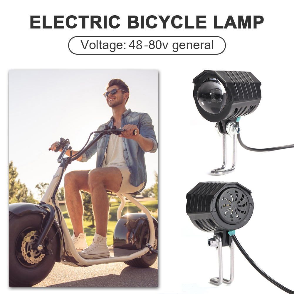 Ebike e-bike 36v 48v 60v 80v luz da bicicleta elétrica com chifre à prova dwaterproof água scooters motocicleta farol chifre conjunto farol dianteiro