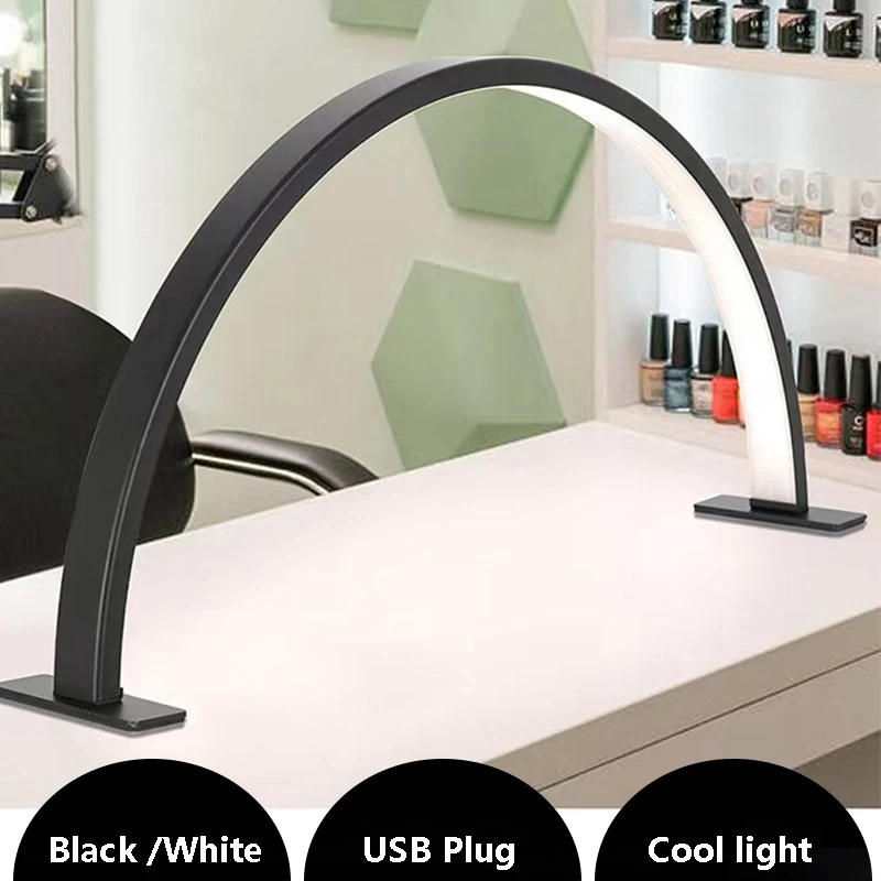 Lámpara LED de escritorio en forma de U para salón de belleza, accesorio de iluminación semimetálica, protección ocular con Cable de interruptor USB, iluminación de mesa para tienda de uñas