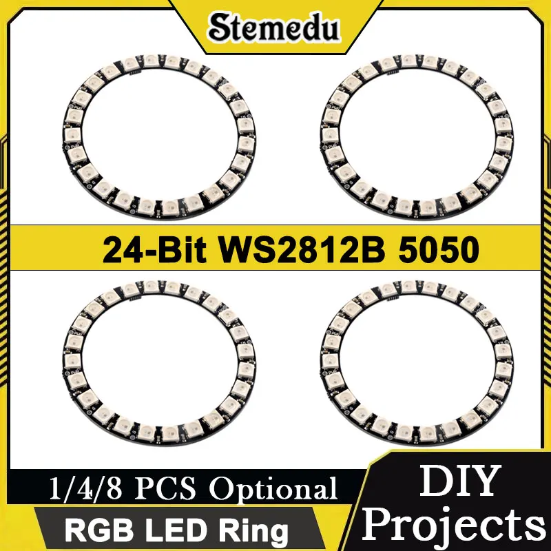 7/12/16/24/60 Bits WS2812B 5050 RGB LED Anello Lampada programmabile Luce Arduino/Raspberry Pi Compatibile 1/4/8 PZ Opzionale