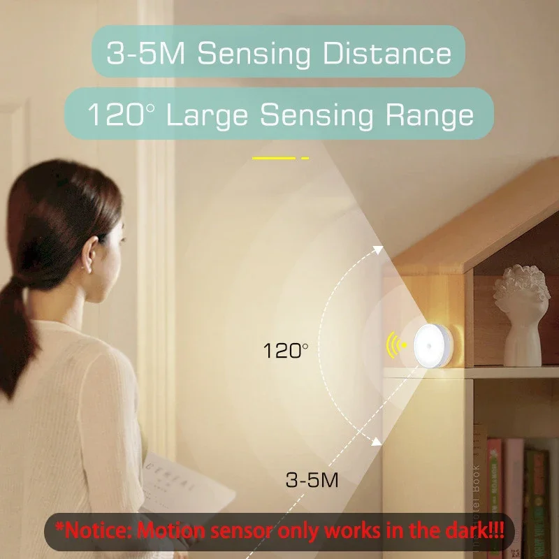 Luz nocturna con Sensor de movimiento, luz nocturna recargable por USB, lámpara LED para cocina, dormitorio, escaleras, pasillo, armario