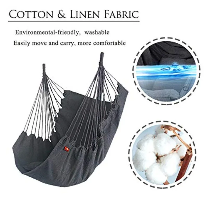 เก้าอี้เปลญวน Swing เก้าอี้โยกพร้อมกระเป๋าเก็บเก้าอี้หอพักแบบพกพาในร่มกลางแจ้ง Garden Camping Anti Rollover Hammock