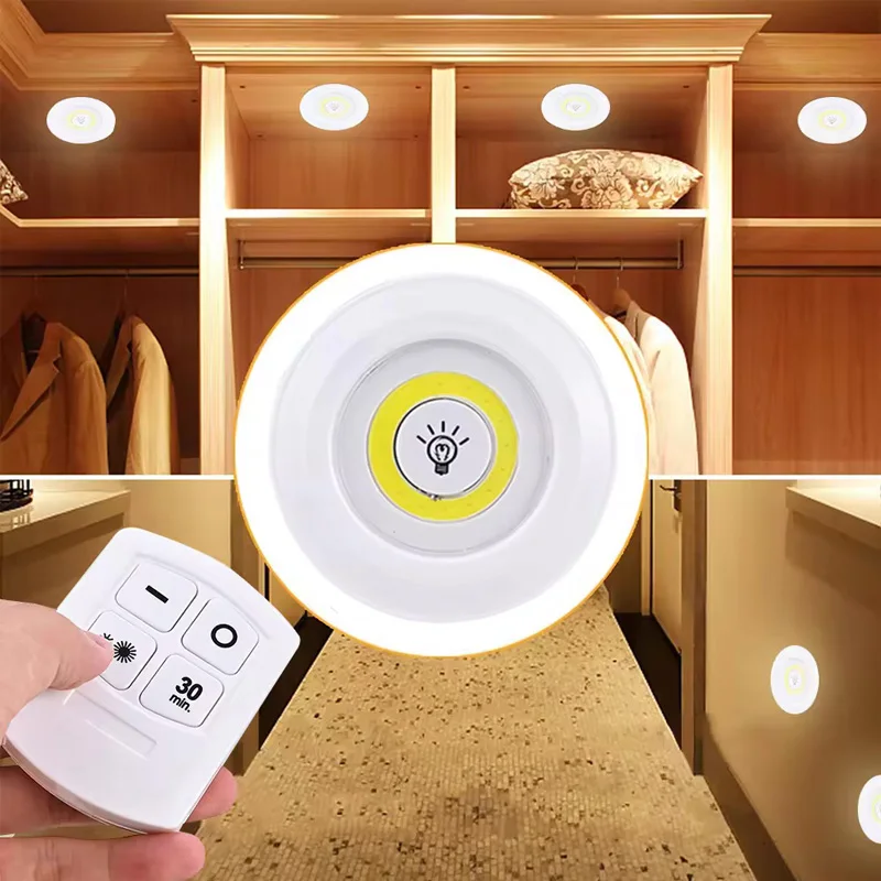 Luz nocturna regulable con Control remoto inalámbrico COB, iluminación decorativa para armario de cocina, escalera, Mini luces LED para decoración del hogar