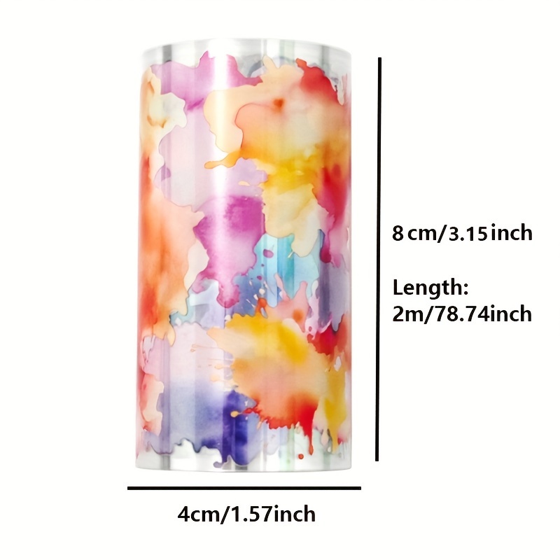 8cm/2M 컬러 잉크 애완 동물 마스킹 테이프 수채화 그림 장식 접착 테이프 스티커 스크랩북 저널 미적 편지지