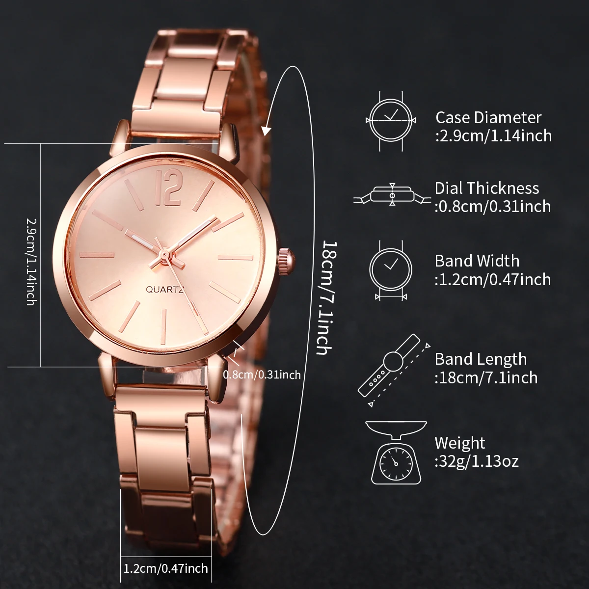 6 unids/set reloj de mujer moda banda de acero inoxidable relojes de cuarzo analógicos conjunto de joyería de diamantes (sin caja)