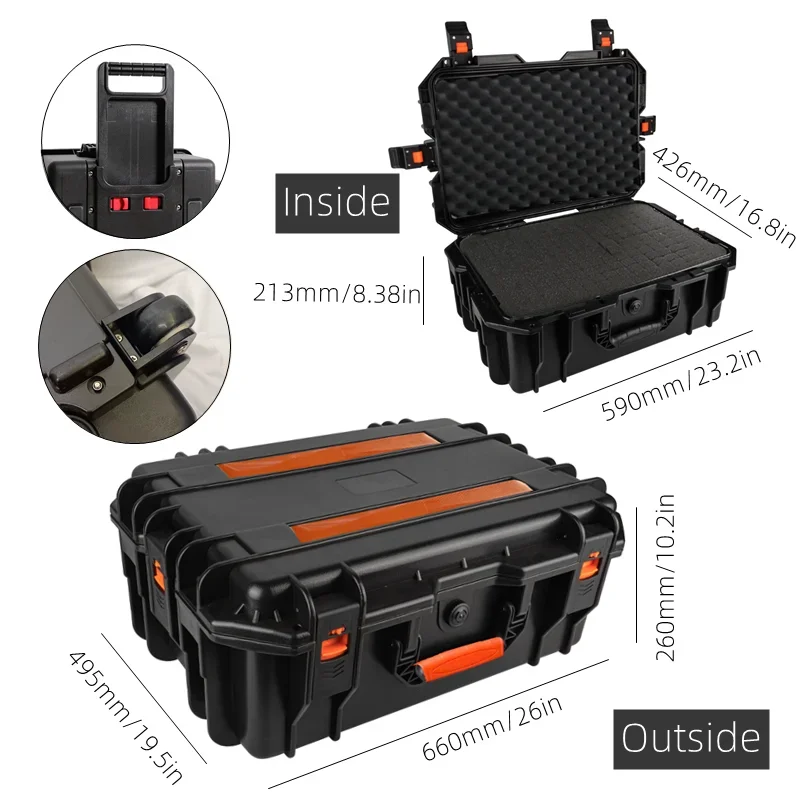 Large Tool box on wheels Shockproof Hard Case Portable Trolley Tool box Wheeled Safety Protector Tool Storage Box Tool Case