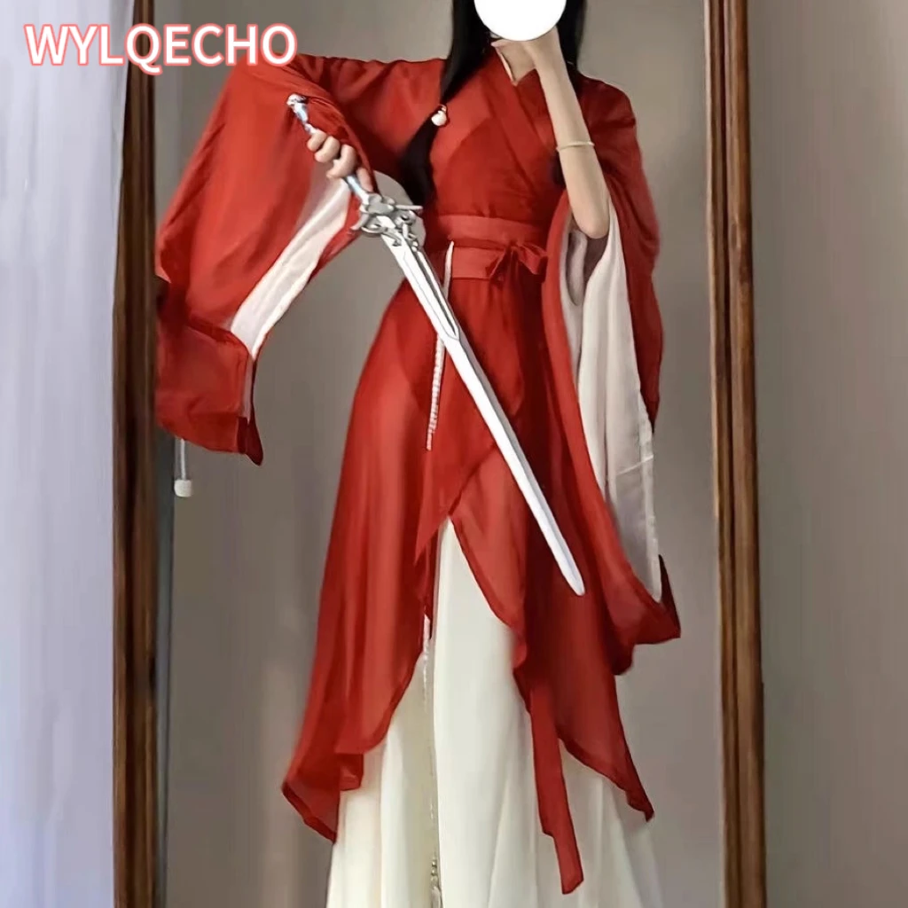 Pesaje Original Hanboks Wei Jin Hanfu mujeres fajín cuello cruzado Halloween carnaval antiguo chino Wuxia disfraz mujeres