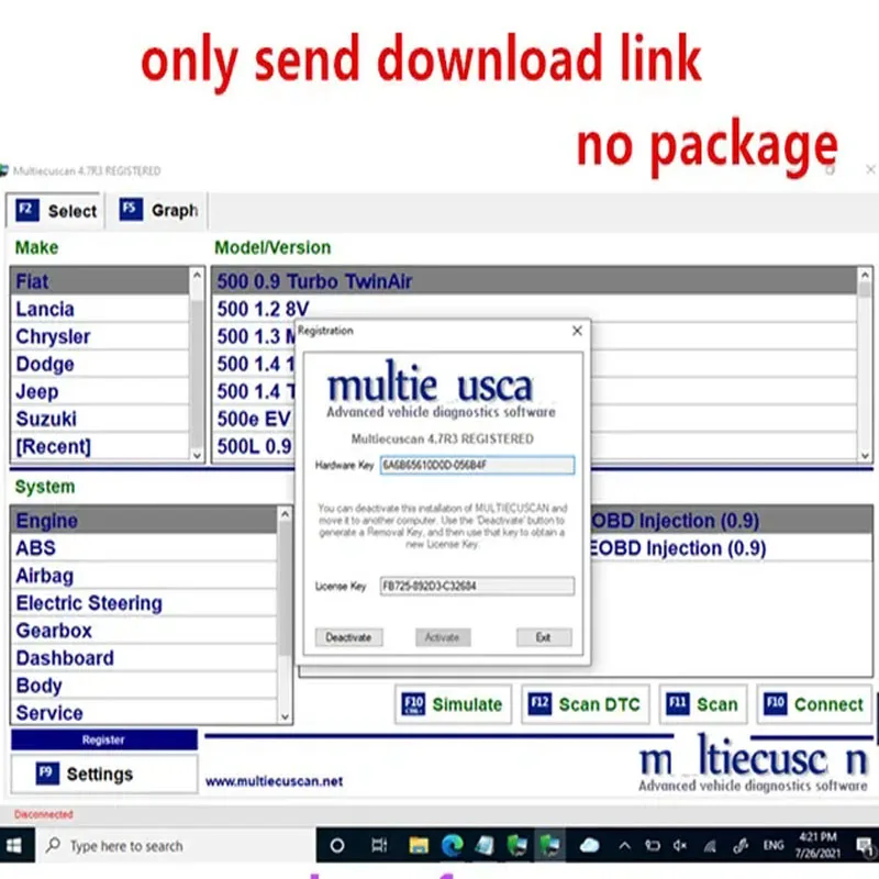 Nuevo software original fiat multiecuscan 2023 Multiecuscan V5.0 para Fiat/Chrysler/Dodge/Jeep/Suzuki Scanner Software V4.8 trabajo