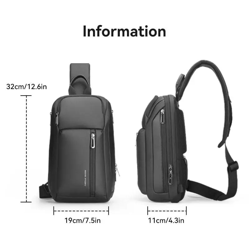 Mark ryden 11 bolsa na moda materiais à prova dwaterproof água saco de peito masculino com grande capacidade moda multi-bolsos saco fino para masculino