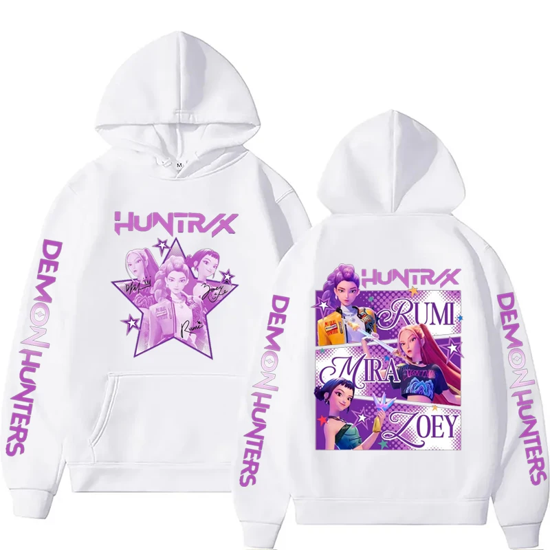 Kpop caçadores de demônios fanmerch mira rumi zoey huntrix moletom com capuz harajuku pulôver tops homem mulher moletom fãs presente