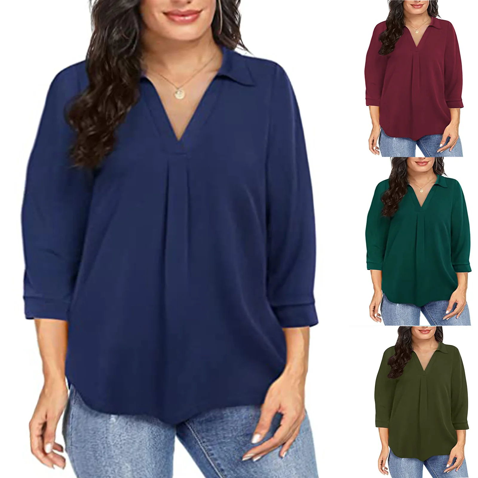 Dames 1XL-5XL Plus Size Chiffon damestrui oversized losse V-hals shirt top plus size dameskleding