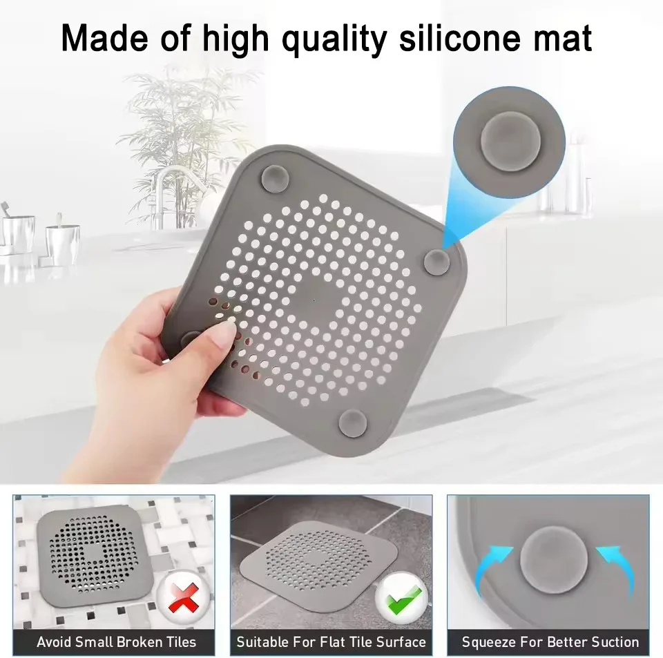 Silikon Mit Saugnapf Bodenablauf Aufkleber Badezimmer Kanalisation Haar Filter Ablauf Abdeckung Hause Boden Ablauf Matte Bad Zubehör