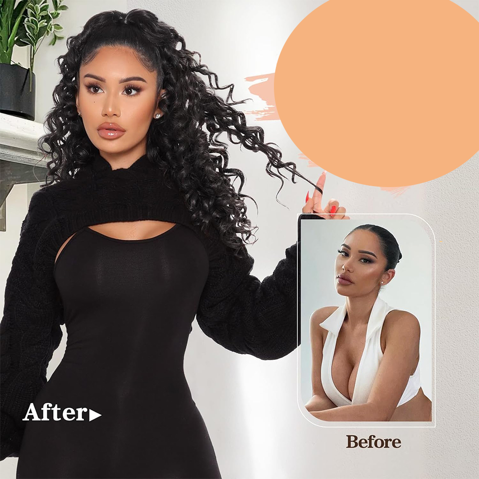 Sylhair 巾着ポニーテールエクステンション 黒人女性用 24 インチ 合成ロングカーリーポニーテール 日常使用用 ふわふわヘアピース