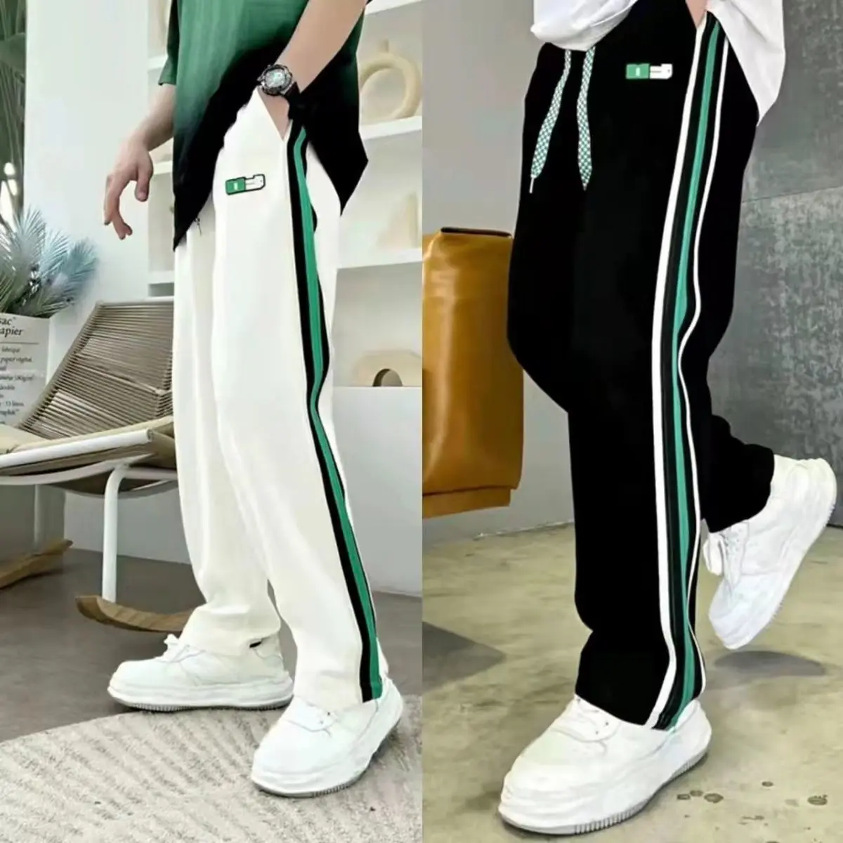 New Streetwear Casual กางเกงผู้ชายริบบิ้น Jogging Harem กางเกงชาย SLIM FIT ฤดูใบไม้ผลิกางเกง Multi-Pockets ผู้หญิงกางเกง Kh59