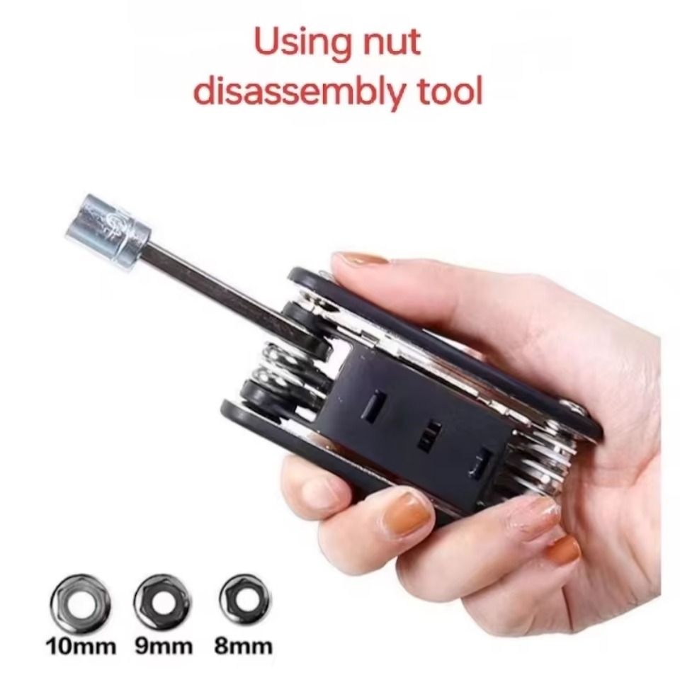 16 in 1 多機能ポータブルネジツールセットオートバイアクセサリーバイク家具メンテナンスツール六角レンチセット