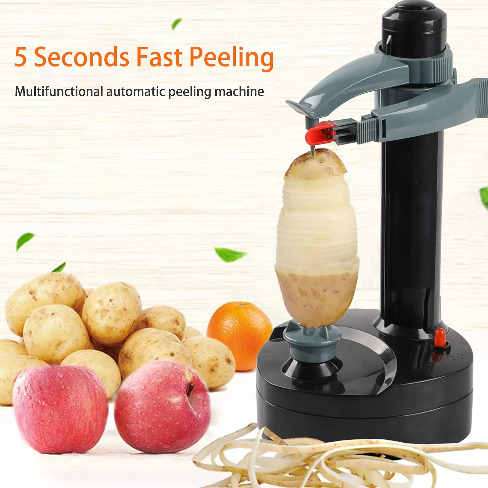 Descascador de batata espiral elétrico, descascador automático de maçã, máquina inteligente de descascar frutas e vegetais, acessórios de cozinha, ferramenta de descascar