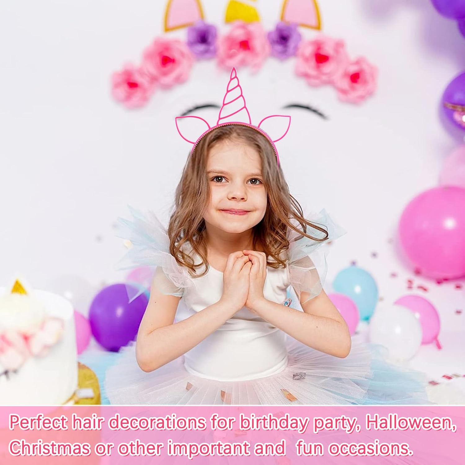 女の子のためのユニコーンヘッドバンド、誕生日パーティーの記念品、装飾用品、ハロウィーン、クリスマス、10代、18個