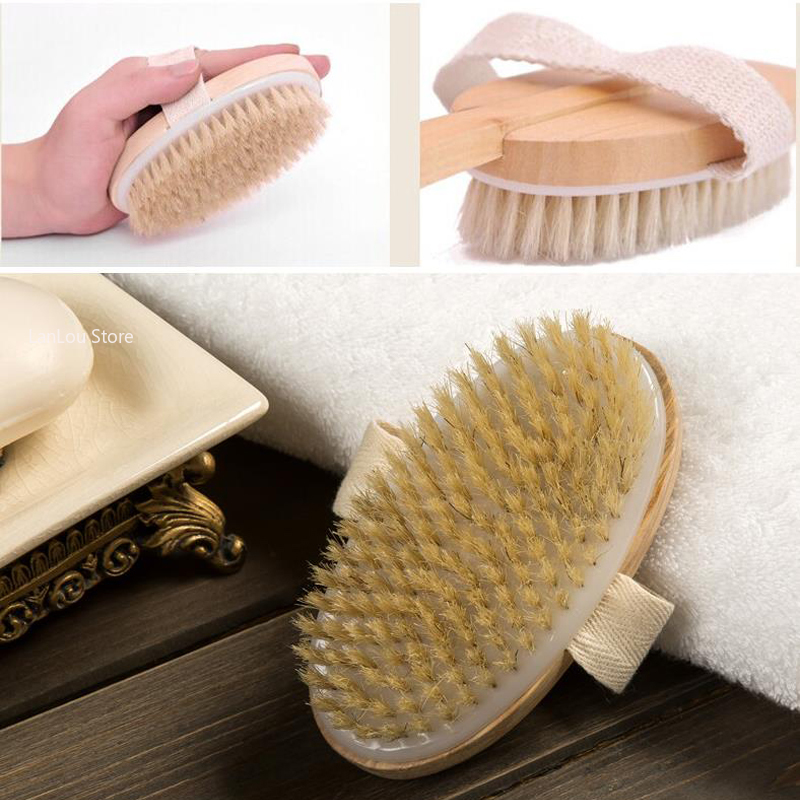 Cepillo corporal de ducha con mango largo desmontable de madera, masaje de baño, cepillo exfoliante corporal, cepillo de lavado para baño, herramientas de baño, 1 ud.