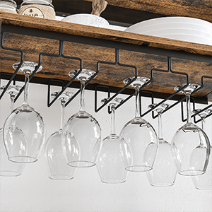 SONGMICS Weinregal, Küchenregal, für 24 Weinflaschen, mit Glashaltern