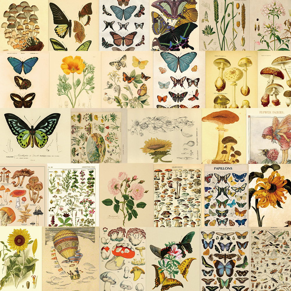 10/30/50Pcs Retro ดอกไม้กันน้ําสติกเกอร์ตกแต่งของเล่นเด็กกระเป๋าเดินทางถ้วยแล็ปท็อปโทรศัพท์สเก็ตบอร์ดสมุดภาพความงาม