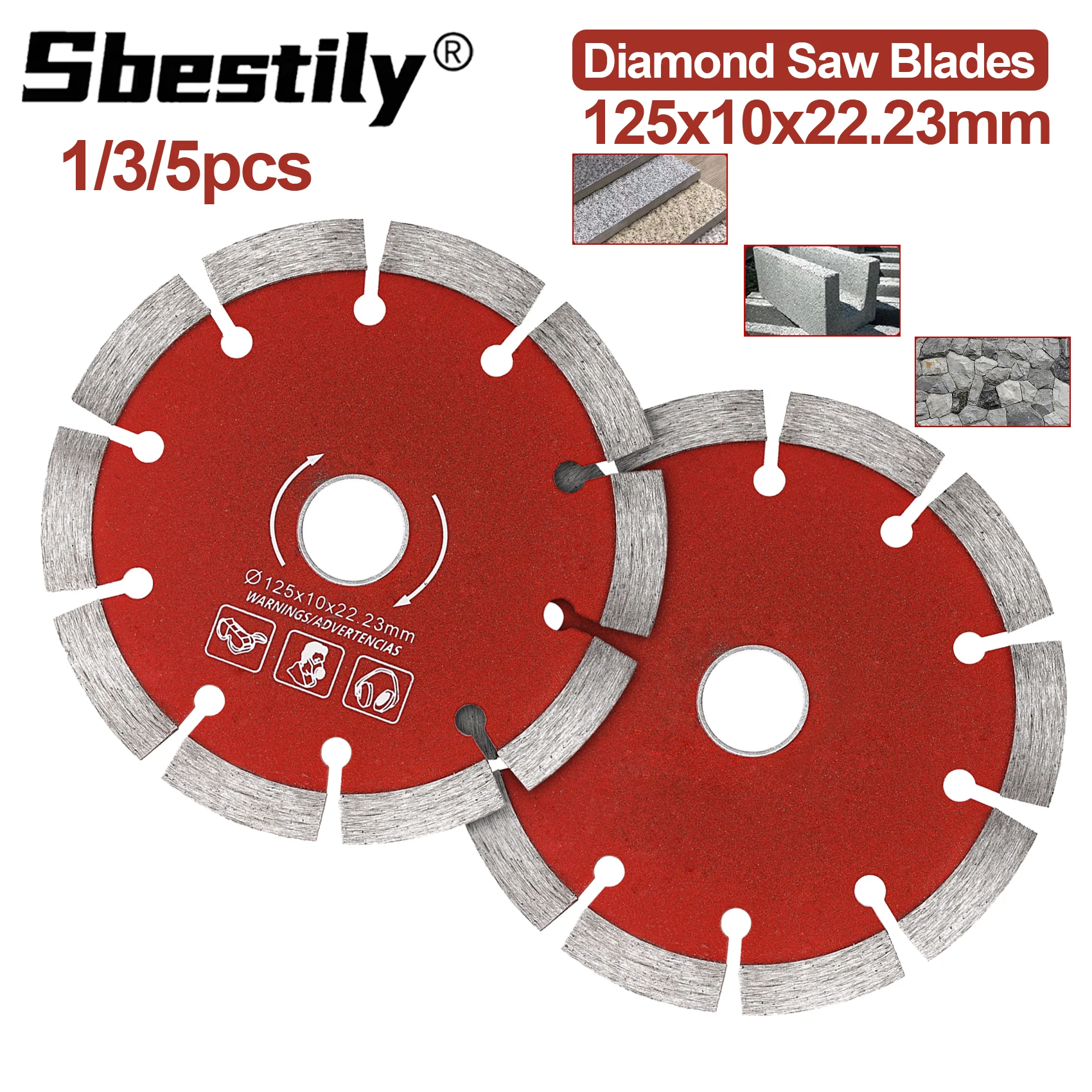 1/3/5 pçs 125mm lâminas de serra diamante pedra parede grooving roda corte seco para moedor ângulo corte telhas cerâmica jade e jadeite
