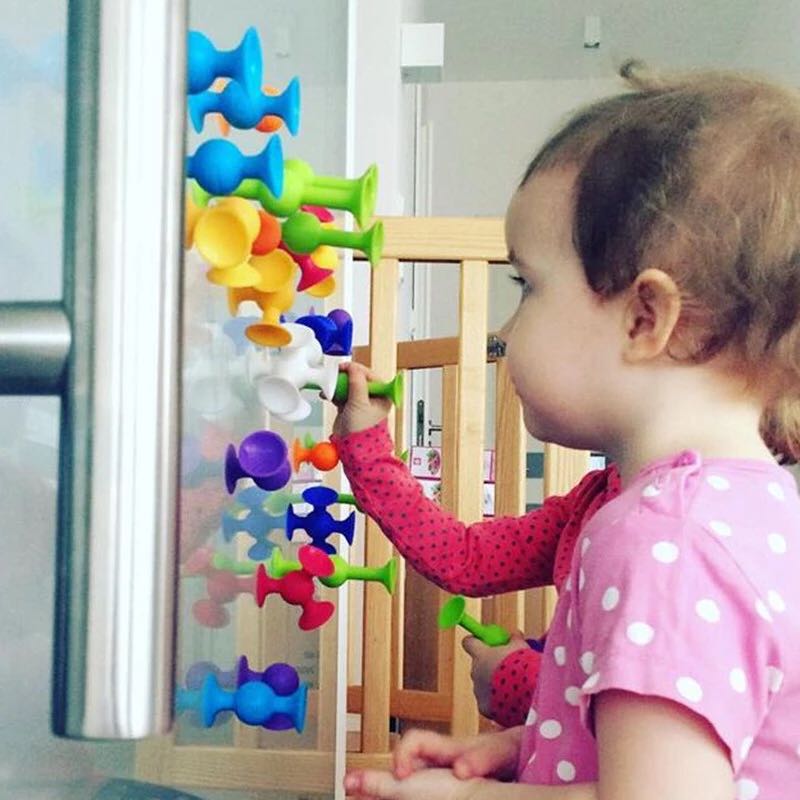 19 個吸盤組み立ておもちゃ面白いシリコーンブロックモデル建設おもちゃ吸盤吸盤教育ビルディングブロックおもちゃ