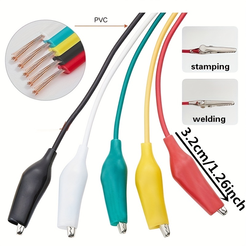 1 juego/10 Uds. Pinzas de cocodrilo de 46CM cables de prueba eléctricos DIY pinzas de cocodrilo de doble punta Clip de cucaracha cable de puente de prueba