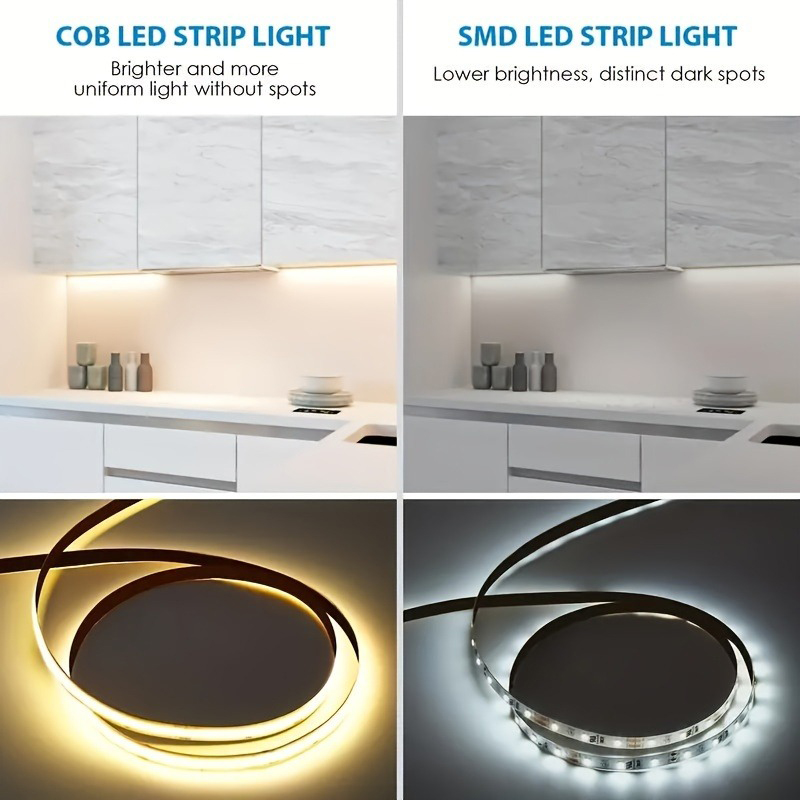 USB 5 V COB-LED-Streifen, dimmbare LED-Streifenlichter, 320 LEDs/m, selbstklebendes, flexibles LED-Band für Küchenschrank, Spiegel, Schlafzimmer