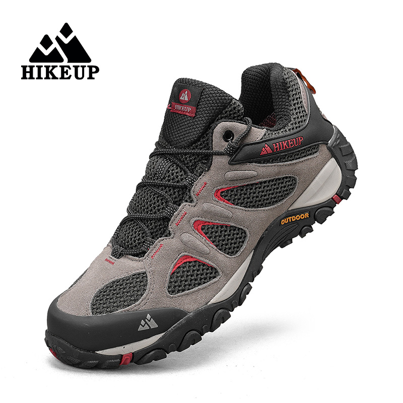 HIKEUP, nuevos zapatos antideslizantes resistentes al desgaste para hombres, zapatos de senderismo al aire libre, transpirables, a prueba de salpicaduras, zapatillas de escalada para hombres, zapatos de caza y montaña