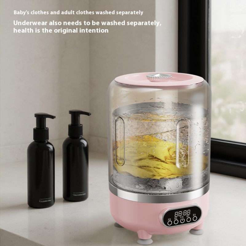 Mini máquina de lavar turbo 3L totalmente automática pequena com carregamento USB portátil para meias e roupas íntimas específicas.