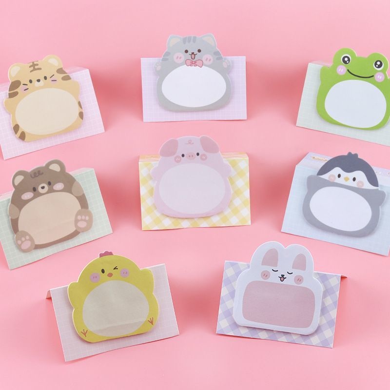 Ellen Brook 1 Piece Adhesive Kawaii Cartoon Animals Sticky Notes Notepad Memo Pad Office School Supplies Stationery Sticker