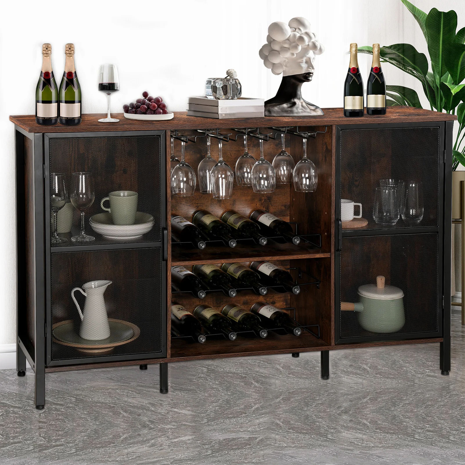 Novo refrigerador de vinho vintage cor grão de madeira com porta de vidro com fechadura para casa, bar, cozinha