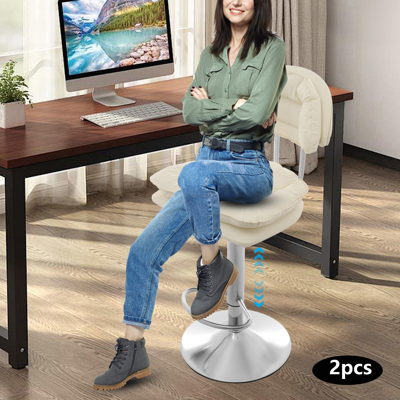 Höhenverstellbarer Barhocker 360° °   Drehbarer Stuhl, 2-teilig, Barhocker, hochflexibel, starke Tragfähigkeit für Bars, Esszimmer