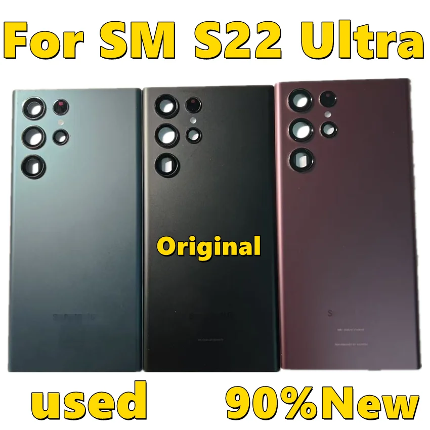 Оригинальная б/у задняя стеклянная крышка S22 Ultra для Samsung S22U 5G, SM-S908, стеклянная крышка батарейного отсека, задняя крышка корпуса, задний чехол 90% новый