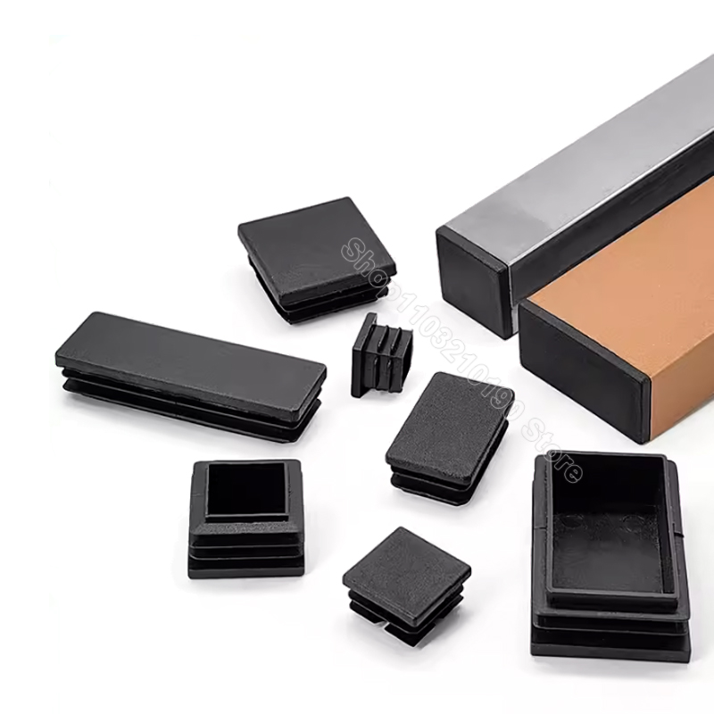 Rectangular Square Plastic Black Blanking End Cap Tube Pipe Insert Plug Bung Stopper Cover Furniture Foot Pads 10x10mm-200x200mm