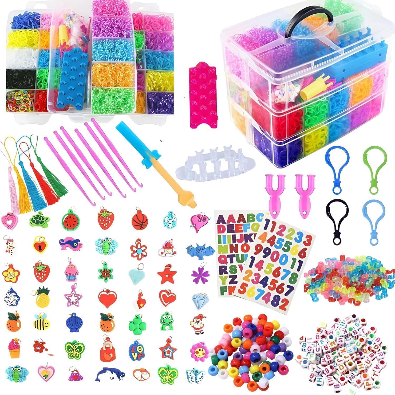 15000+ rubberen band armband kit, Loom bands levendige kleuren met opbergdoos, DIY vriendschapsarmband maken kit kerstcadeau