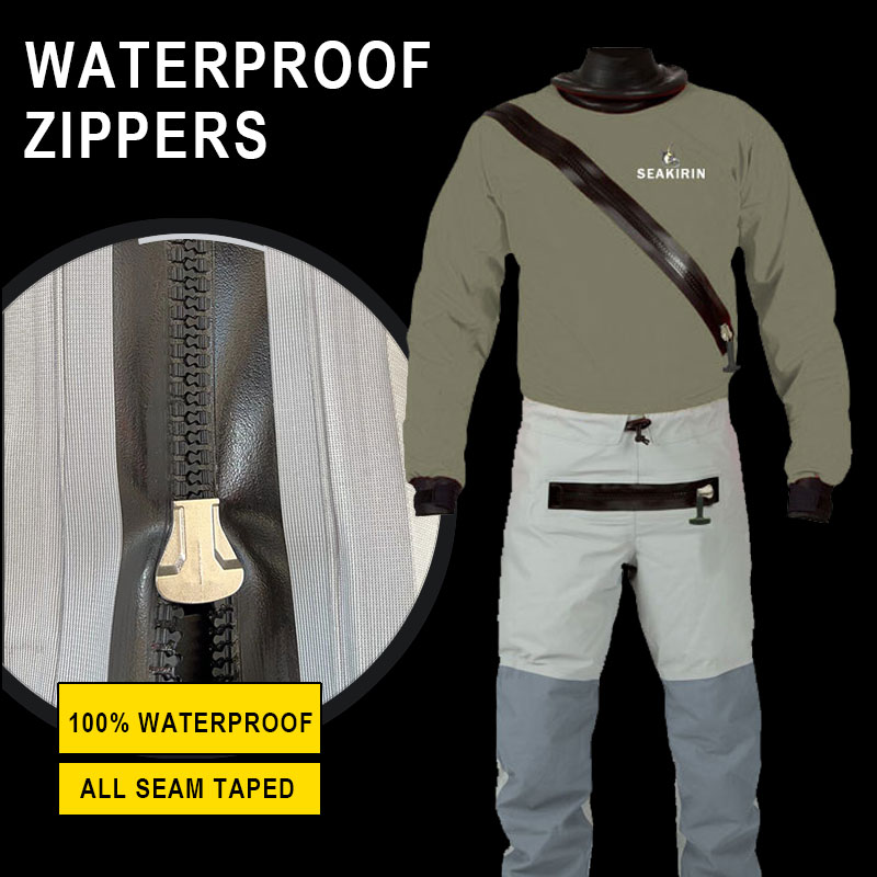 Traje seco de entrada frontal con calcetines con cremallera en relieve para canoa, navegación, remo, Rafting, pesca, kayak en condiciones extremas