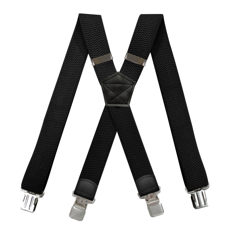 Heavy Duty Suspenders for Men Work Outdoor 3.8cm X-Back 4 Strong Clips Adjustable Elastic Trouser Braces Strap Belt