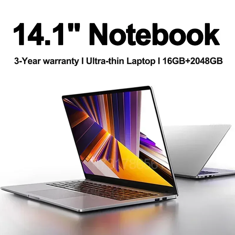 Ordenador portátil ultradelgado de 14,1 pulgadas, 16GB RAM, 2TB SSD, Intel N3700, Windows 11 Pro, 1920x1080, para oficina y estudio