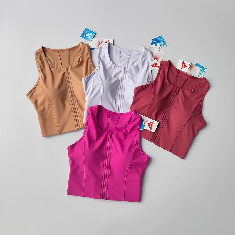 Sujetador deportivo de alto impacto para mujer, Top con cremallera frontal, chaleco de Fitness transpirable a prueba de golpes para correr, ropa de gimnasio, sujetador de Yoga