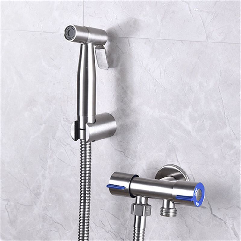 Baokemo conjunto de pulverizador de bidê para banheiro, torneira bidirecional de aço inoxidável 304 com mangueira flexível de 1.5m, conjunto de cabeça de chuveiro de banheiro