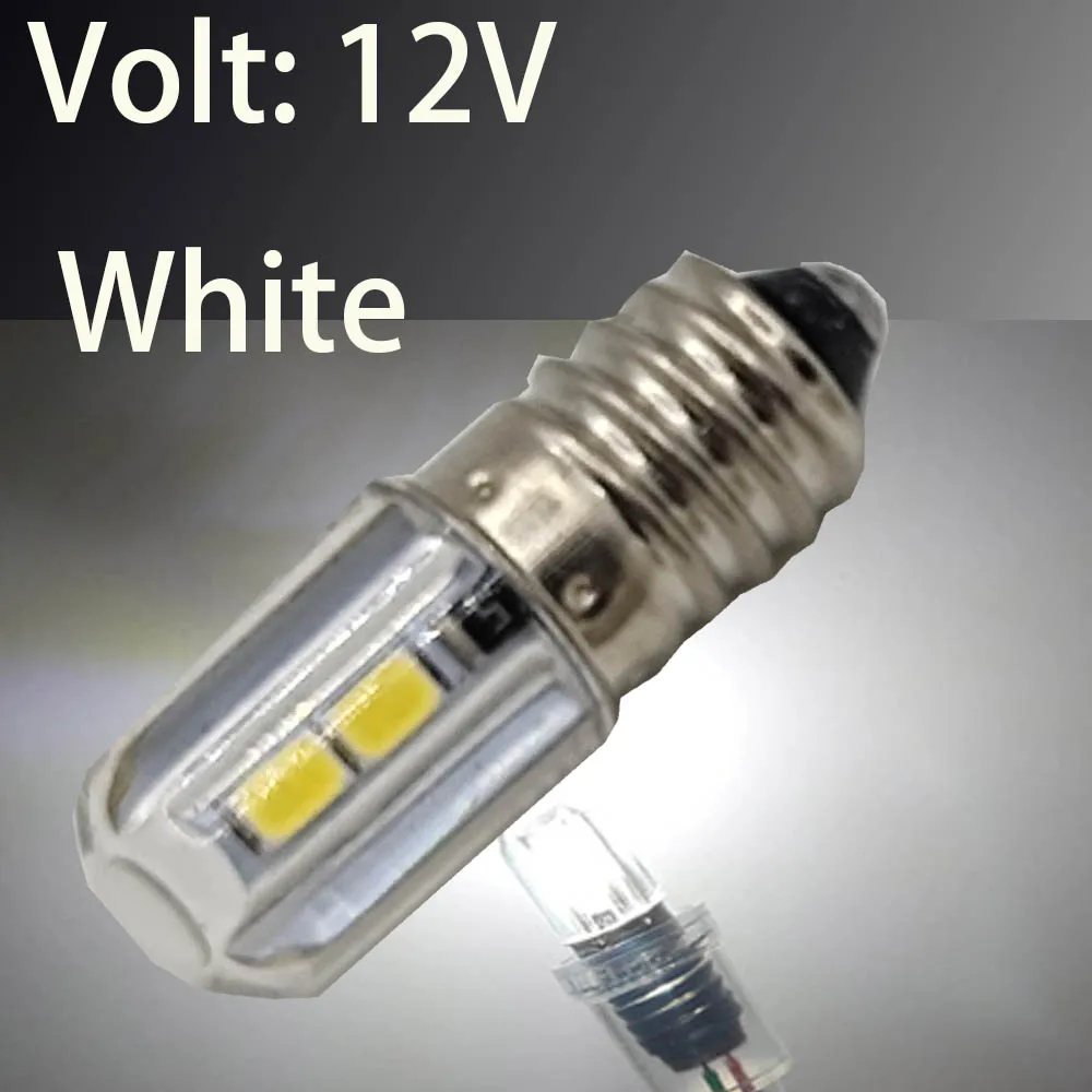E10 4SMD DC 3V 6V 12V E10 bombilla LED para linterna reemplazo antorcha luz de trabajo lámpara de instrumento blanco y blanco cálido