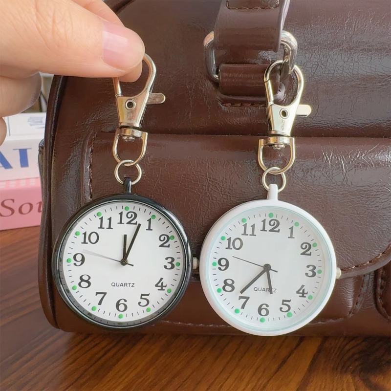Classic Clock Craft Quartz Movement Round Clocks Luminous Keychain Remote Clock with Battery Student Medical Watch Gifts